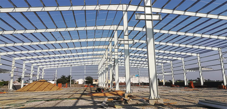 Industrial civil construction work on a building site